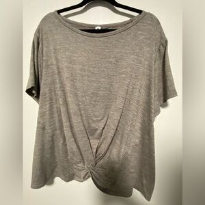 Yogalicious Heather Gray Short-Sleeve Knot Front Tee
